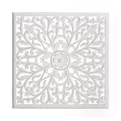 White Sqaure Medallion Wood Plaque