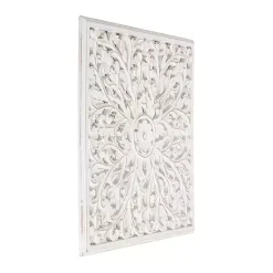 White Sqaure Medallion Wood Plaque