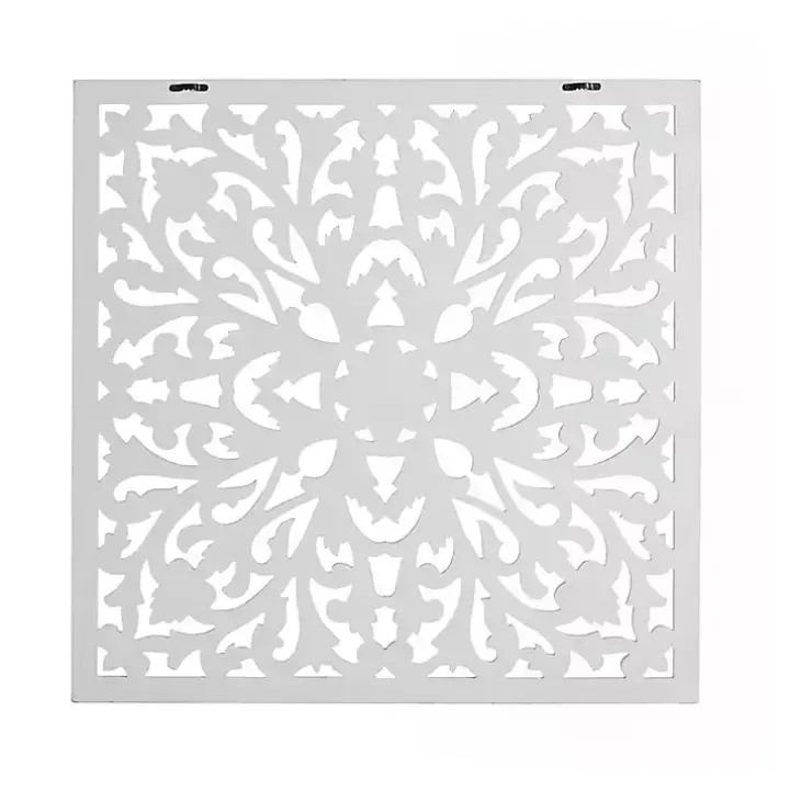 White Sqaure Medallion Wood Plaque