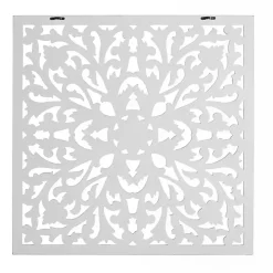 White Sqaure Medallion Wood Plaque