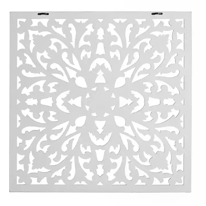 White Sqaure Medallion Wood Plaque