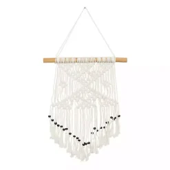 White Tasseled Macrame Wall Hangings, Set of 3