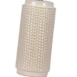 White Textured Cylinder Table Lamps, Set of 2