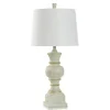 White Textured Spindle Table Lamp