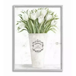 White Tulip Bouquet in a Vase Framed Art Print