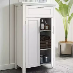 White Two-Door Top Shelf Cabinet