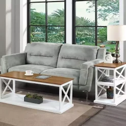 White Two-Tone Double X Sides Coffee Table