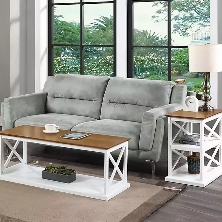 White Two-Tone Double X Sides Coffee Table