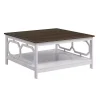 White Two-Tone Geometric Sides Square Coffee Table