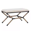 White Upholstered and Wrapped Rope Metal Bench