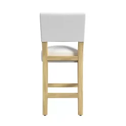 White Upholstered Wood Counter Stool