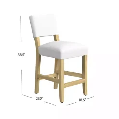 White Upholstered Wood Counter Stool