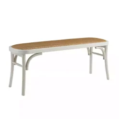 White Wood & Rattan Conelly Bench