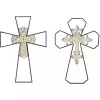 White Wood and Metal Cross Wall Plaques, Set of 2