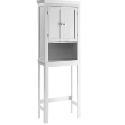 White Wood Bathroom Storage Cabinet