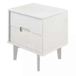 White Wood Cut-Out Handle Nightstand