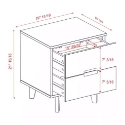 White Wood Cut-Out Handle Nightstand