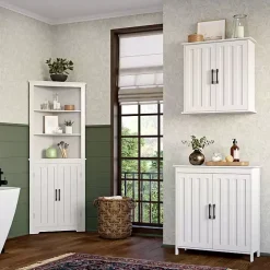 White Wood 2-Door Corner Storage Cabinet