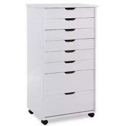 White Wood 8-Drawer Cary Storage Cart