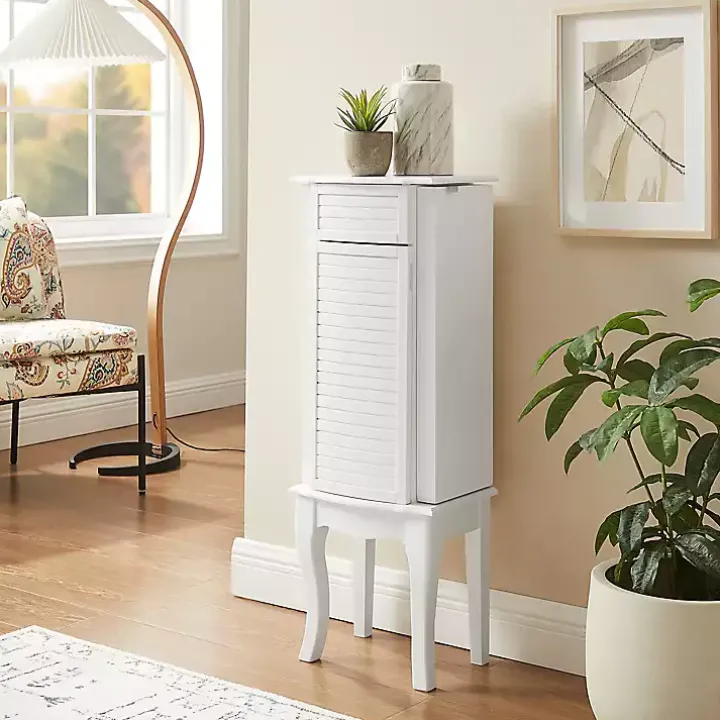 White Wood 4-Drawer Elena Jewelry Armoire