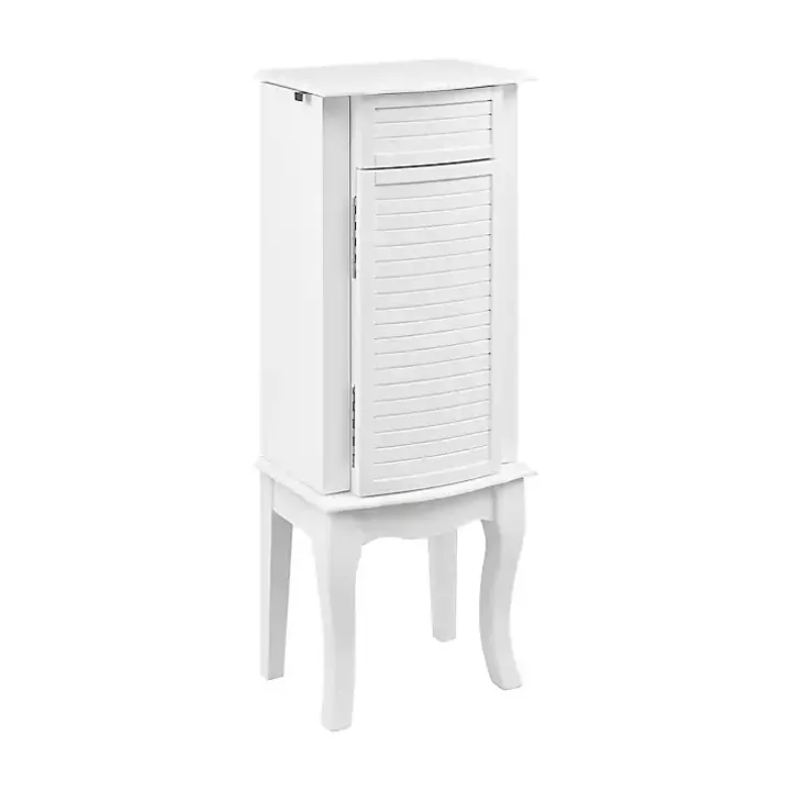 White Wood 4-Drawer Elena Jewelry Armoire
