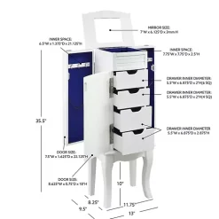 White Wood 4-Drawer Elena Jewelry Armoire