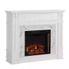 White Wood Faux Marble LED Media Fireplace