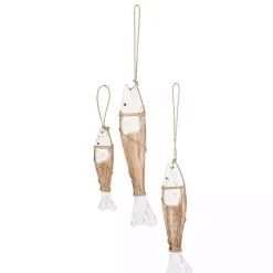 White Wood Fish Hanging Wall Plaques, Set of 3