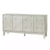 White Wood Geometric 4-Door Cabinet