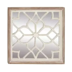 White Wood Lattice Overlay Mirror
