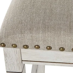 White Wood Linen 3-pc. USB Island and Stool Set