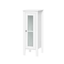 White Wood Slim Single Glass Door Floor Cabinet