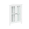 White Wood Two Pane Glass Doors Corner Cabinet