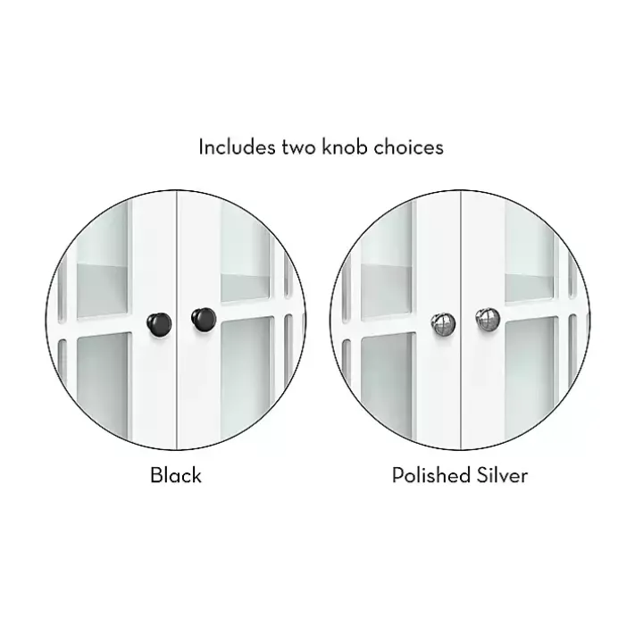 White Wood Two Pane Glass Doors Corner Cabinet