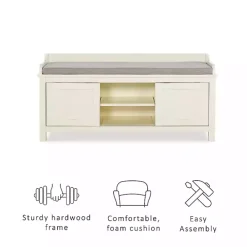 White Wood Upholstered Storage Bench