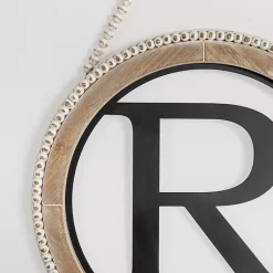 Whitewash Bead Trim Monogram R Plaque