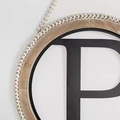 Whitewash Bead Trim Monogram P Plaque