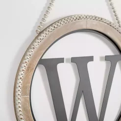 Whitewash Bead Trim Monogram W Plaque