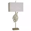 Whitewashed Carved Egrets Buffet Lamp