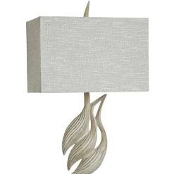 Whitewashed Carved Egrets Buffet Lamp