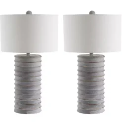 Whitewashed Gray Ridges Table Lamps, Set of 2