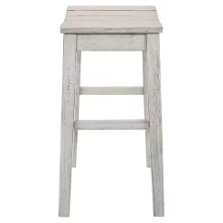 Whitewashed Saddle Seat Counter Stools, Set of 2