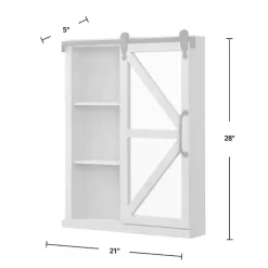 Whitewashed Sliding Barn Door Wall Cabinet