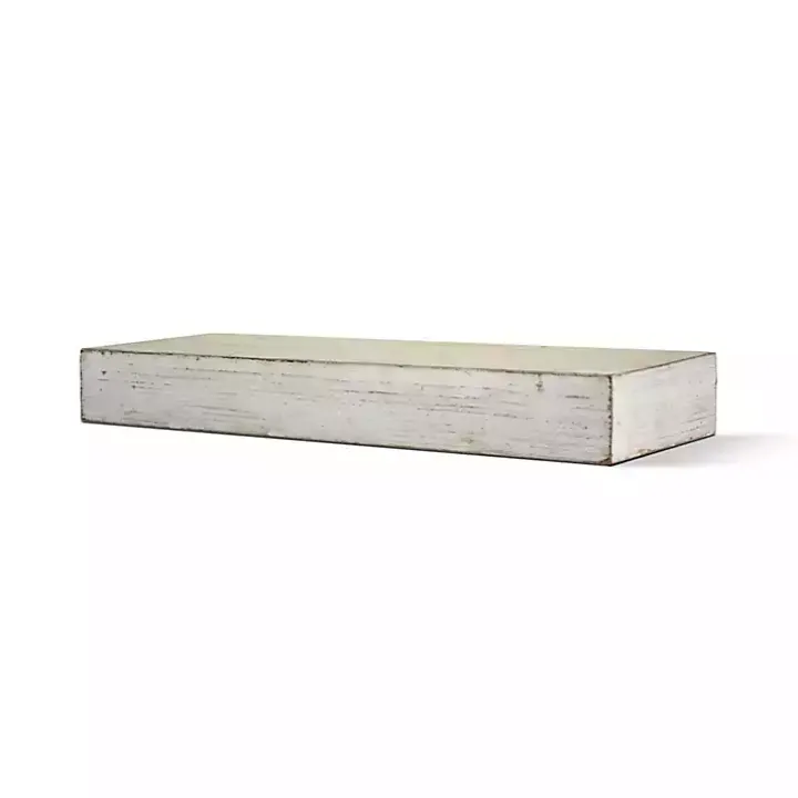 Whitewashed Wood Floating Shelf, 24 in.