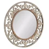 Whitewashed Wood Round Shavali Mirror
