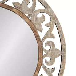 Whitewashed Wood Round Shavali Mirror