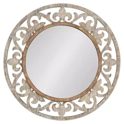Whitewashed Wood Round Shavali Mirror
