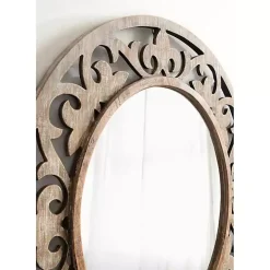 Whitewashed Wood Round Shavali Mirror