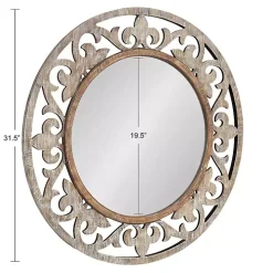 Whitewashed Wood Round Shavali Mirror