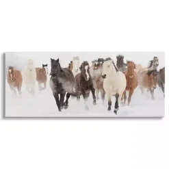 Wild Winter Horses Canvas Art Print, 40x17 in.